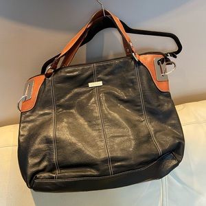 NEW but DAMAGED -  big large leather Black purse tote bag